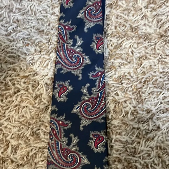 Christian Dior Blue Red & White Paisley All Silk Tie - Picture 8 of 16